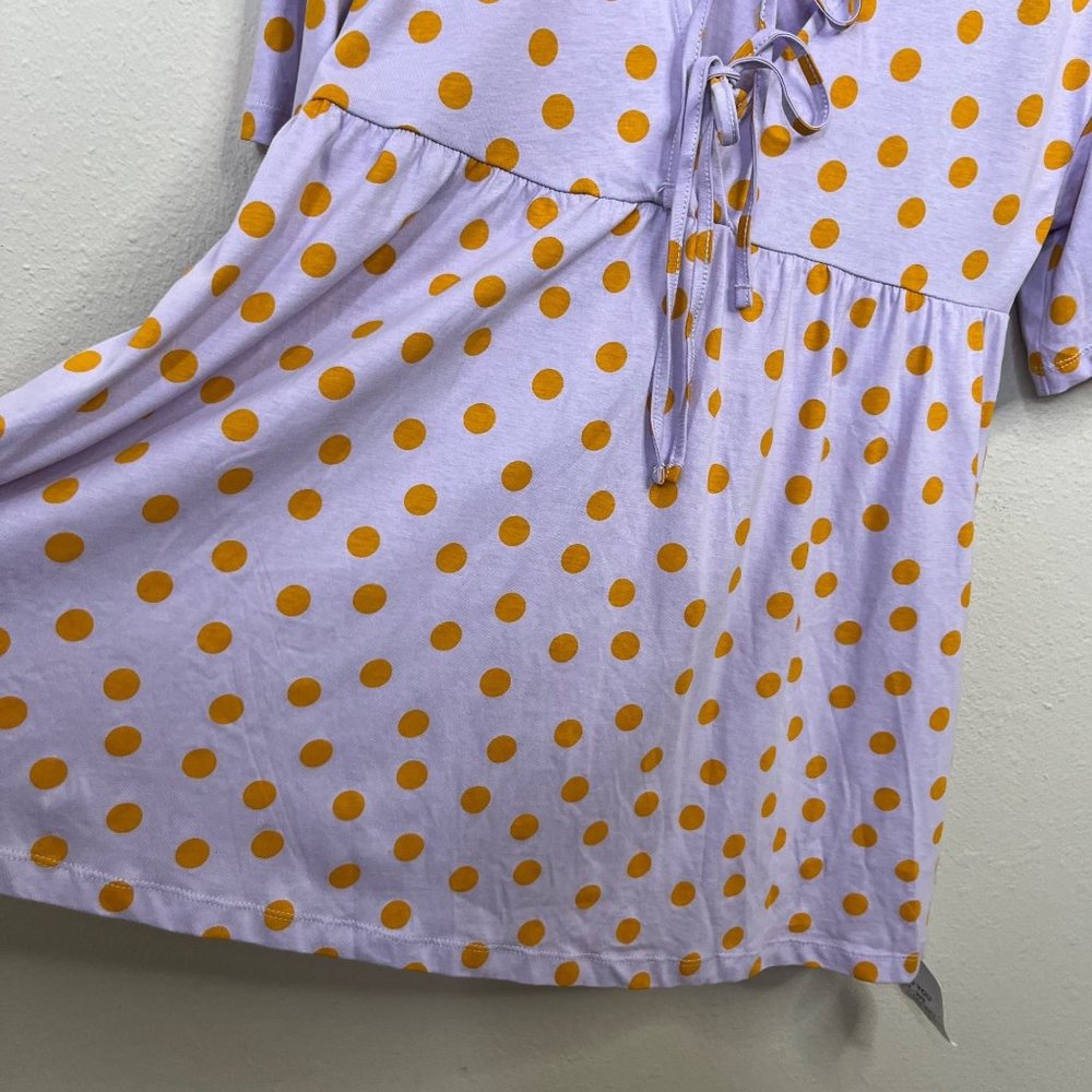 ASOS Design Women's Baby Doll Dress Size 0 Lilac Polka Dot Tie Oversized - Picture 8 of 12